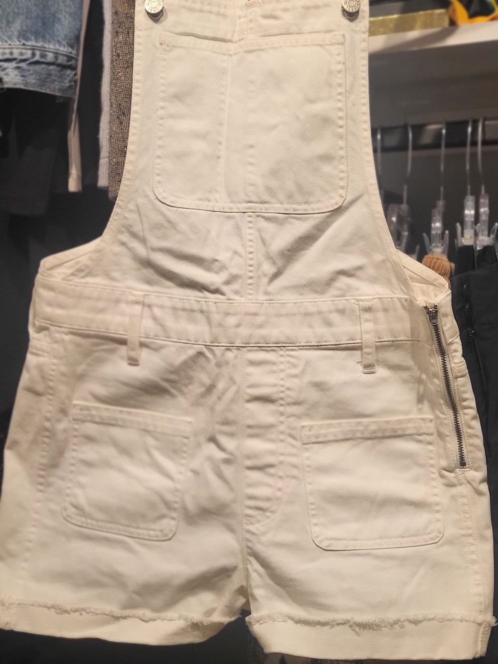 Madewell White Denim Short Overalls Size Small
